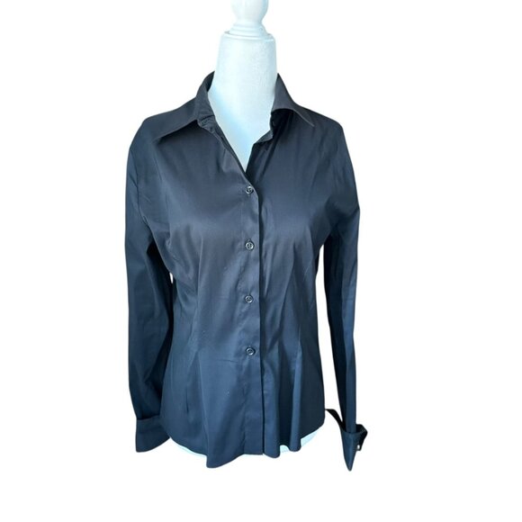 GUESS COLLECTION  Y2K Button Down black shirt rhinestone cufflinks 46 - Picture 1 of 12